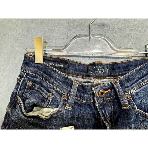 Lucky Brand Sienna Cigarette Jeans Low Rise Stone Wash Denim Blue Women SZ 00/24 - Picture 5 of 10